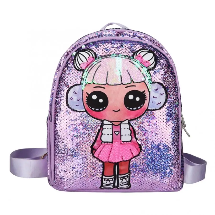 Детская сумка с лазерными блестками, милый рюкзак на двойной молнии для детей, школьные сумки для девочек, сумка для ланча, дорожные сумки - Цвет: Белый
