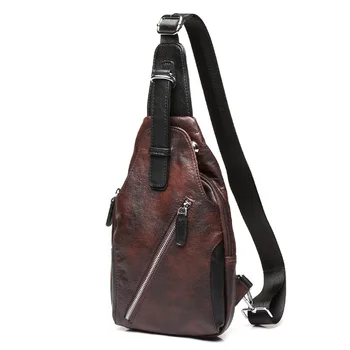

Luxury Brand Men Chest Pack Leather Casual Crossbody Bag For Men Chest Bag Vintage Messenger Bag Male Fashion Sling Shoulder Bag
