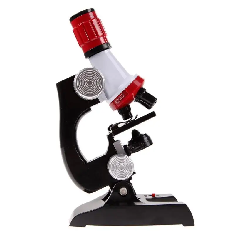 Микроскоп лабораторный набор светодиодный 100X 400X 1200X зум с подсветкой монокулярный пластиковый Биологический микроскоп для детей подарок