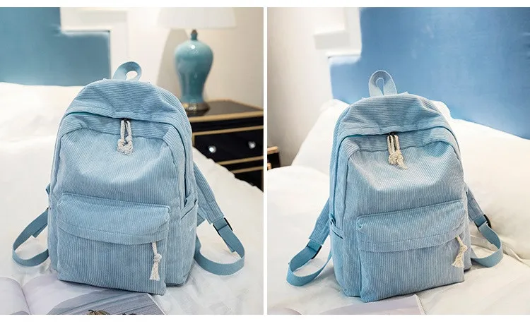 Casual backpacks women big capacity School Bags For Girls Soft Corduroy Bookbags Female Travel Rucksacks laptop backpack (4)