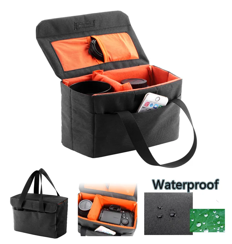 Waterproof Portable DSLR Camera Insert Bag Case Partition Padded Protection for Canon Nikon