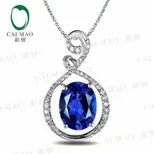 CaiMao 18KT/750 Белое золото 2,27 ct натуральный IF Синий танзанит AAA 0,26 ct полный разрез Алмазный обручение украшение-подвеска с драгоценными камнями