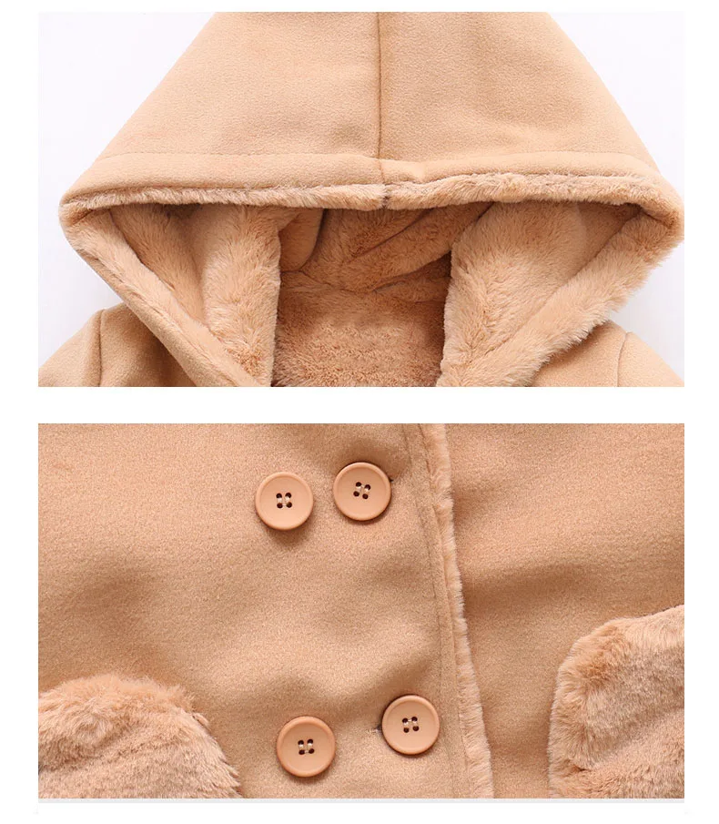2018 new winter Children's outerwears clothing fleece coat baby big girls hooded woolen jackets for kids thick long warm coats  (6)
