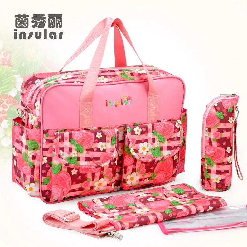 Лидер продаж Детские Пеленки сумки многофункциональные пеленки сумка для мам Mami Коляска мешок - Цвет: Strawberry
