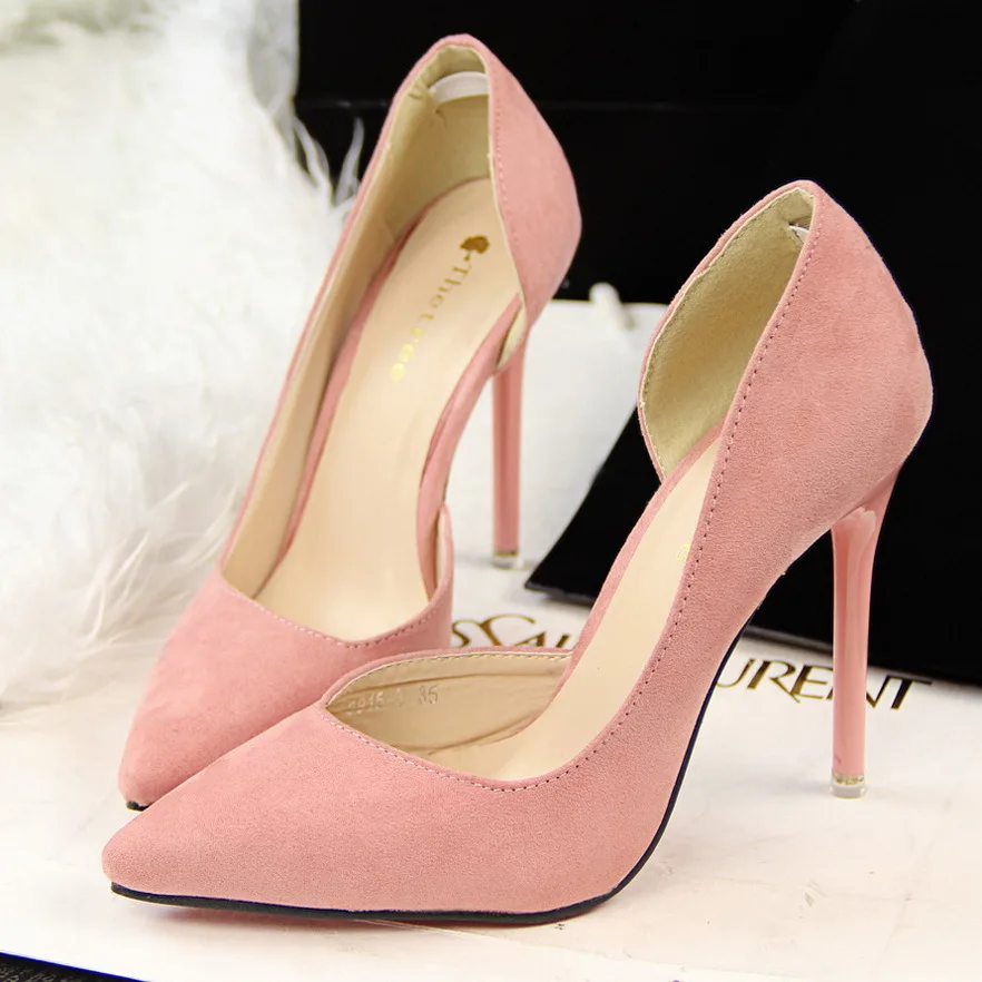 New Brand Fashion font b Women b font Flock Pumps Thin High Heel Pumps Shoes For