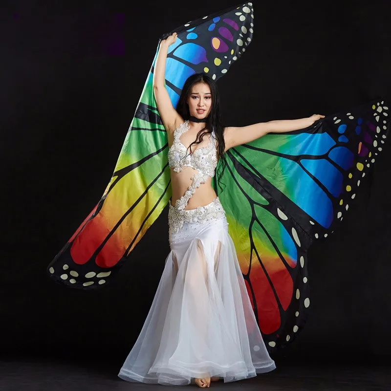 Бабочка танец живота костюм 360 Isis Крылья Египетский танец одежда женский плащ танец крыло феи крылья бабочки и палочки