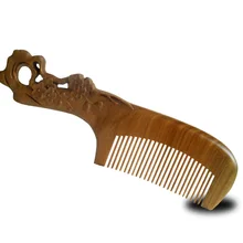 Pure natural hand carved plum Green Sandalwood comb for hair straightener professional anti-static with beautiful packaged