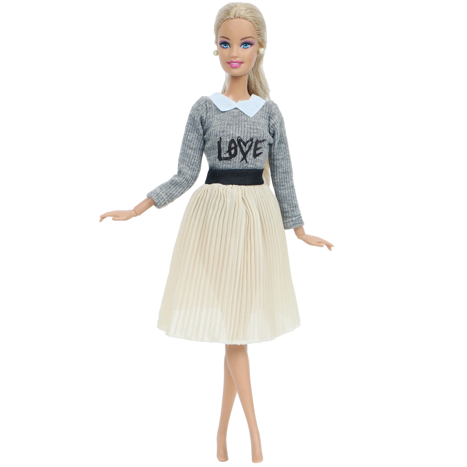 Высокое качество платье куклы для куклы Барби вечерние платья для свиданий блузка с длинными рукавами плиссированная юбка наряд Кукла Одежда Аксессуары игрушка