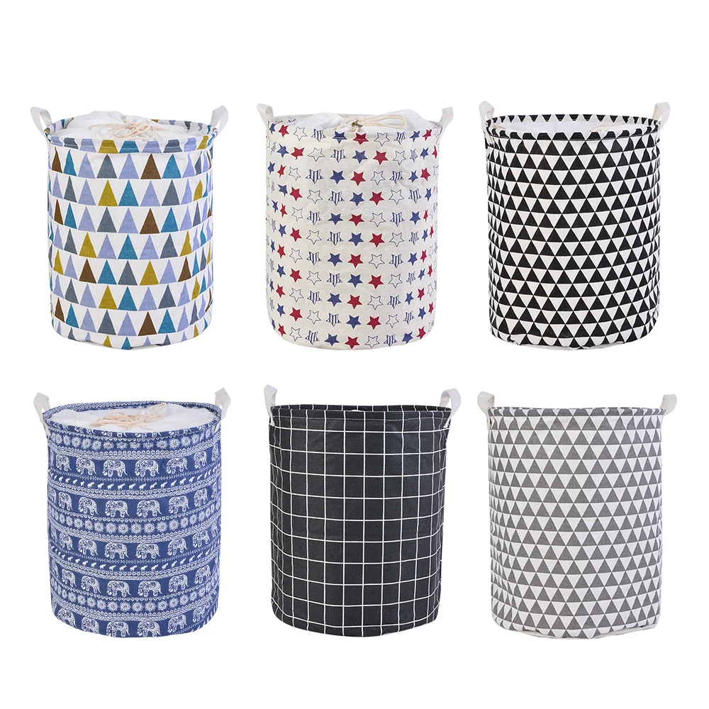 

DIDIHOU Cotton Fabric Dirty Clothes Basket Clothing Storage Baskets Folding Laundry Dirty Clothes Storage Bags Sundries Storage