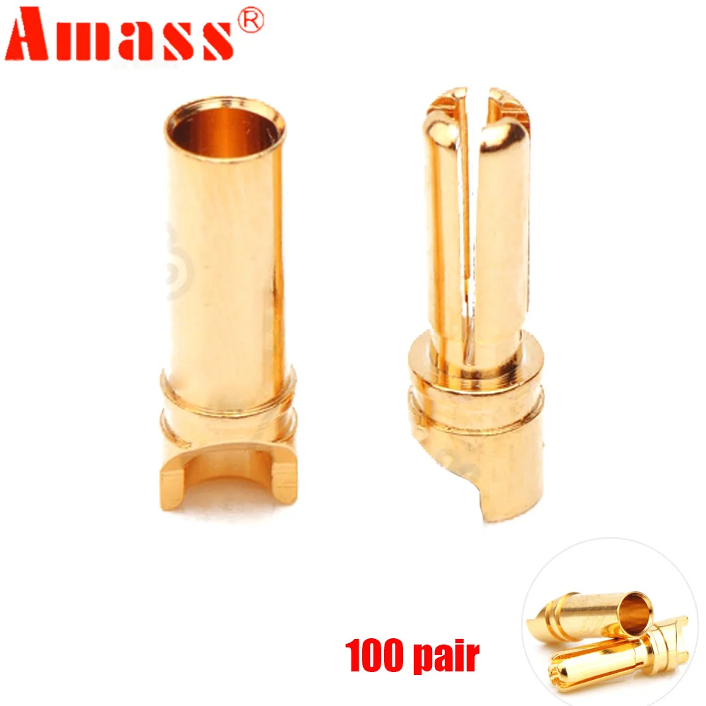 200pcs/lot High quality Amass GC-3514 3.5mm Golden Bullet Connector for ESC Motor Lipo RC battery Part (100 pair ) | Игрушки и хобби