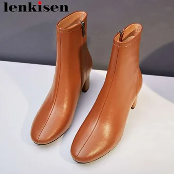 

2018 superstars genuine leather zipper round toe med strange heels high quality vintage mid-calf boots popular british style L16