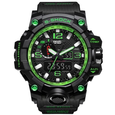 Топ G Стиль Водонепроницаемый Будильник для мужчин s часы бренд класса люкс S-SHOCK цифровой светодиодный спортивные часы для мужчин наручные часы Relogio Masculino - Цвет: Зеленый