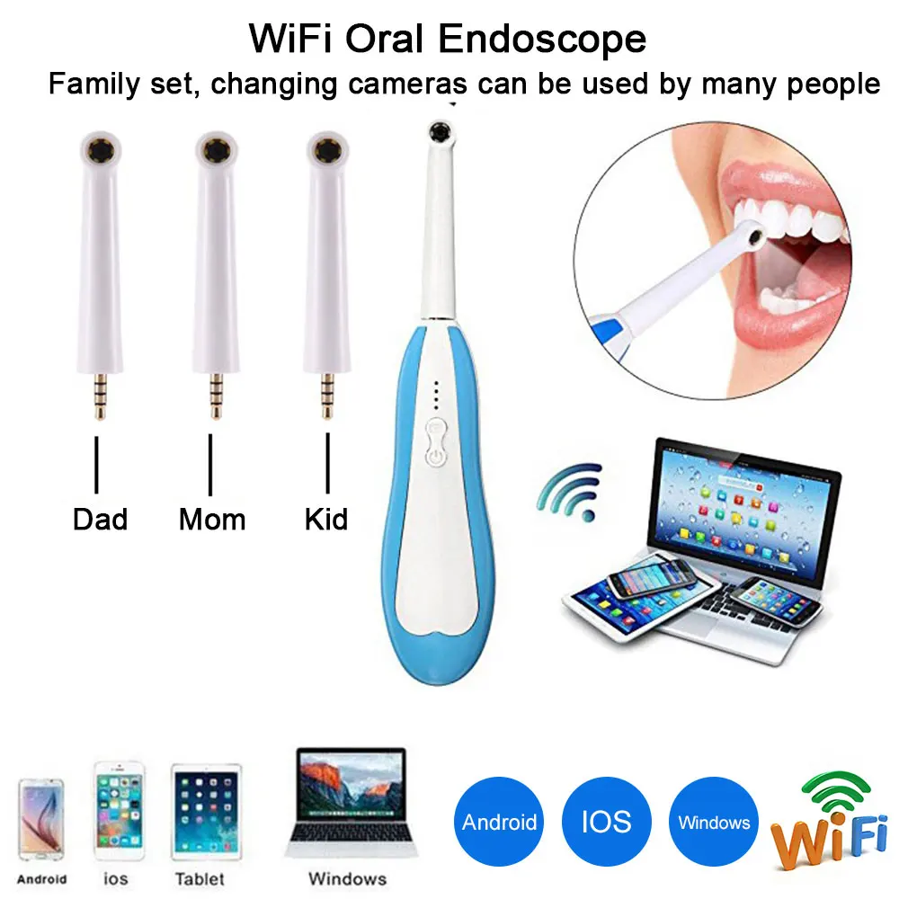 

WiFi HD 360 Degree Rotatable Photos Waterproof Intraoral Endoscope Oral Dental Borescope Monitoring Supports CellPhones Computer