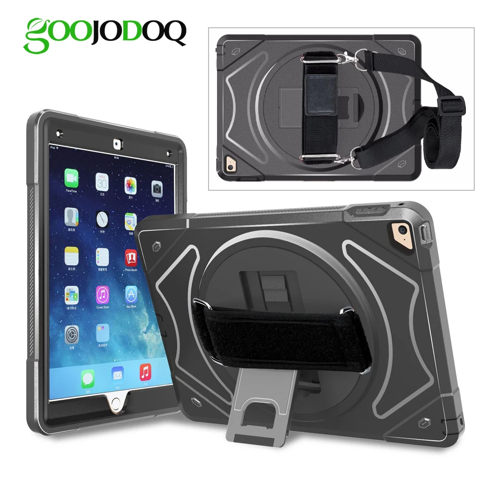 Ударопрочный чехол для iPad 2018 2017 9 7 Air 2 1 детей + 360 с плечевым ремнем и подставкой 5