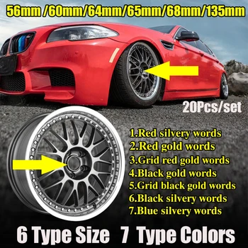 

20X Good Quality Aluminum 56mm 60mm Sticker Decal Car Emblem 60MM 64MM 68MM 135MM 5CLAWS Wheel Center Cap Covers Car Accessorie
