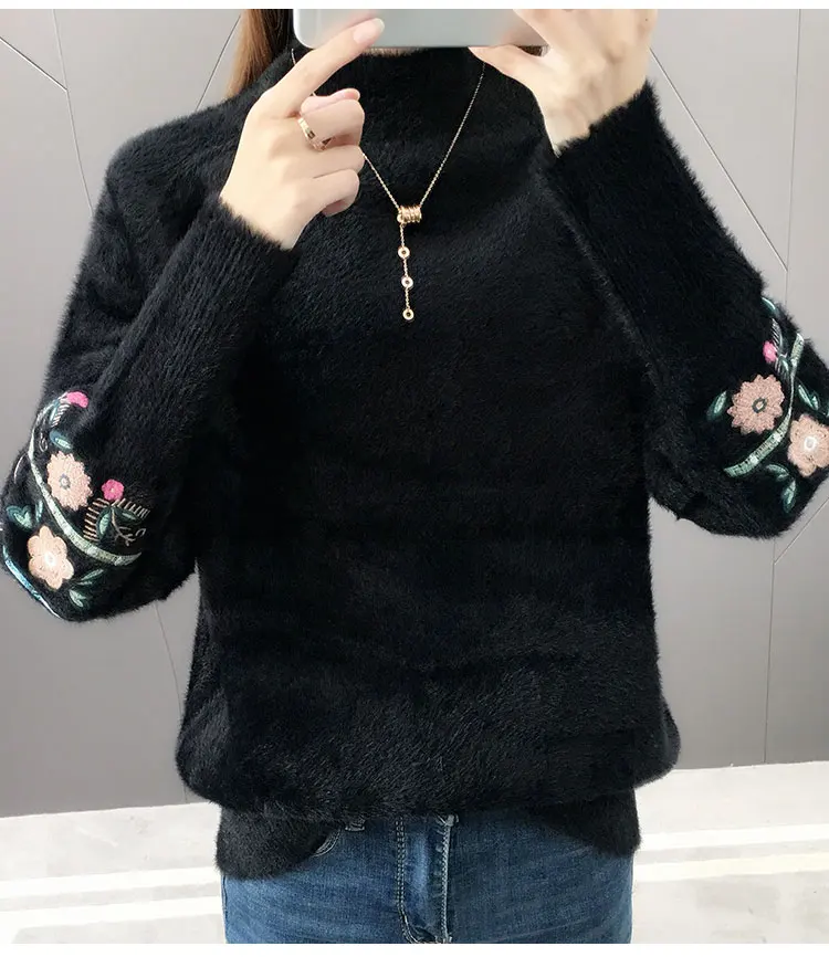 Women Knitted Sweater And Pullovers Korean Fashion Style Turtleneck Sweaters Autumn And Winter New Wool Yellow Sweater