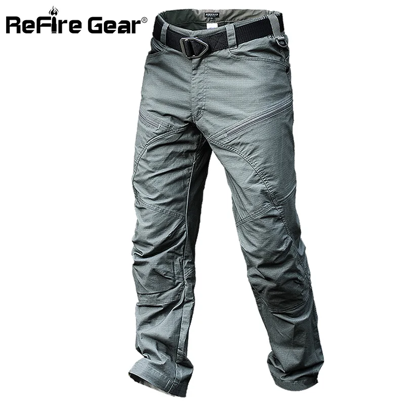 Refire gear военные тактические брюки карго для мужчин спецназ армейские боевые брюки SWAT водонепроницаемые большие с несколькими карманами хлопковые брюки - Цвет: Army Green