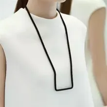 

2016 minimalist geometric maze U-word long section rope cotton woven necklace for women