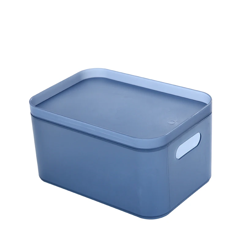 

2PCs Large Dust-proof Office Storage Box With Lid Blue Key Pen Makeup Cosmetic Lipstick Sundries Container Articles Organizer