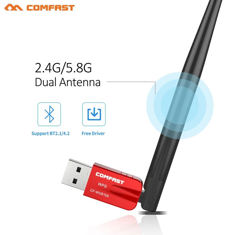 

Comfast Wireless adapter PC wifi adapter 5.8 Ghz Antenna lan adapter usb wi-fi network card 600Mbps bluetooth 4.2 wif transmitte