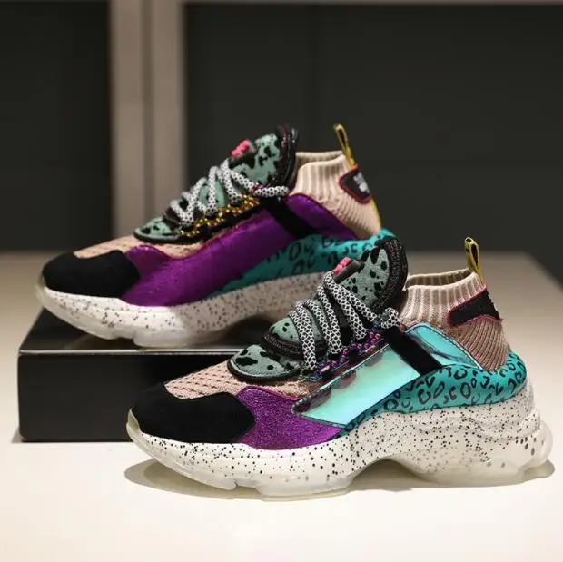 

High-Quality Women Sneakers Sport Shoes Walking Shoes Thick Bottom Increased Sports Shoes 2018 Autumn Wild Street Sneakers W306