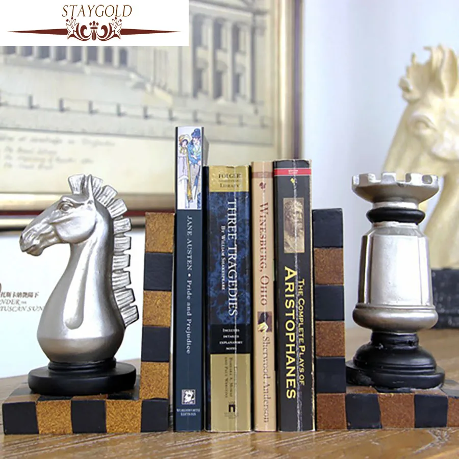 

STAYGOLD Zakka Chess Book Stalls Home Decoration Accessories enfeites para casa decoracao Resin Crafts 9*9*11cm