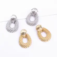 Новые винтажные золотые серьги-гвоздики для женщин новые модные серьги необычные массивные круглые металлические геометрические подвески ювелирные изделия