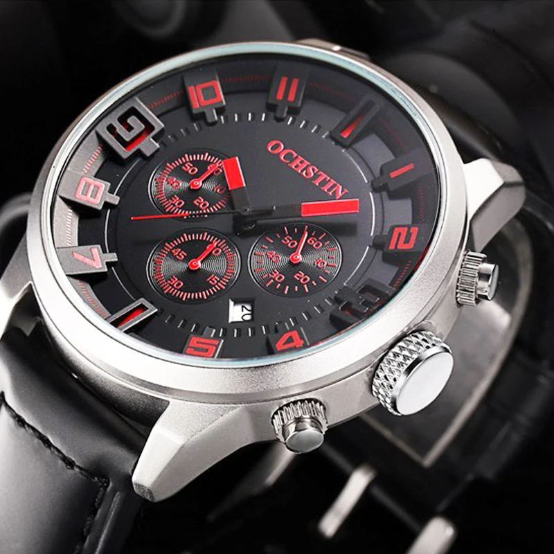 

2019 New Watch Men Army Sport Leather Quartz Waterproof Watches Chronograph Hour Clock Homens Relogio De Pulso relogio masculino