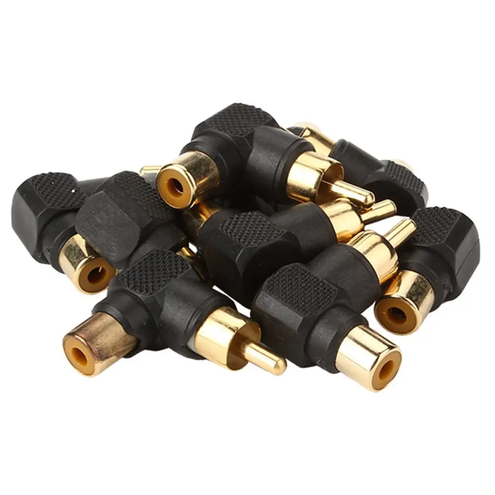 Черный RCA штекер к гнезду разъем правый угол пакет из 10|rca female connector|rca male connectorrca plug