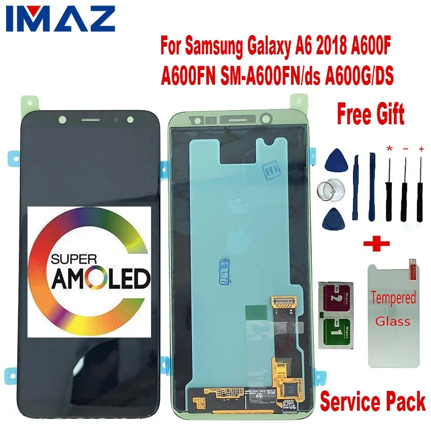 Оригинальный SUPER AMOLED ЖК дисплей IMAZ для Samsung A6 2018 A600F A600FN сенсорный экран дигитайзер