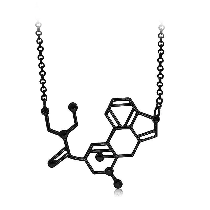 LSD aka кислотная химическая молекула структура ожерелье с подвеской BFF подарок для мужчин и женщин Черный Золото Серебро