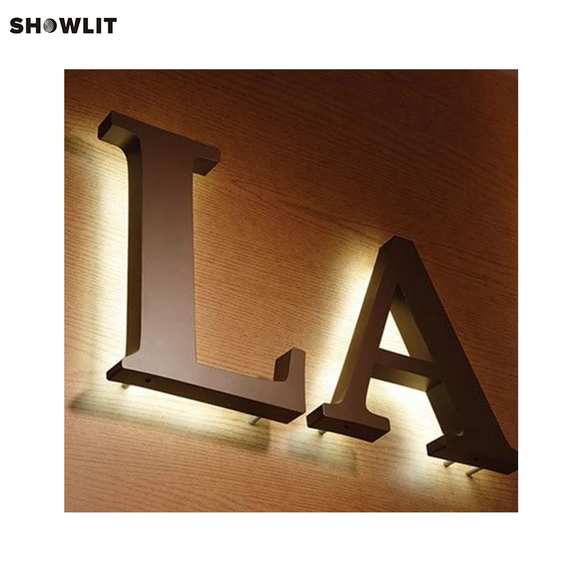 Modern Lighted Bronze 8" House Numbers and Illuminated Lettersin Door