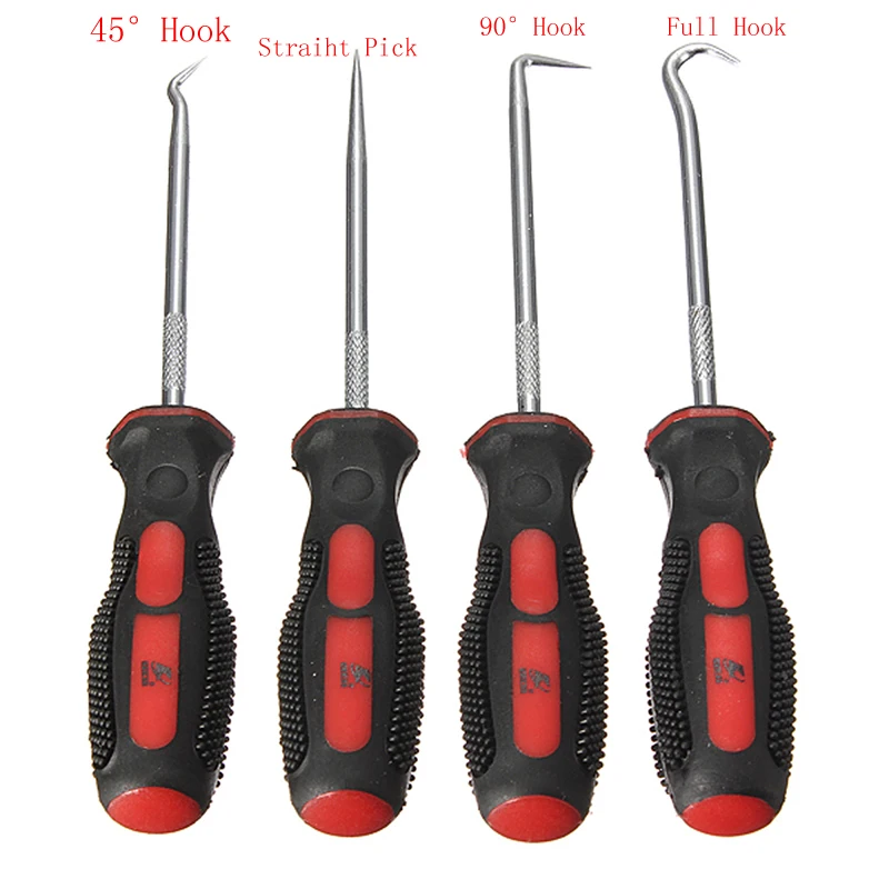 

NK MIXTOS Red 4pcs of set Hook And Pick Set Car-Specific Carbon Steel Awl and Hook Rubber Handle Total length 13.5cm Tool