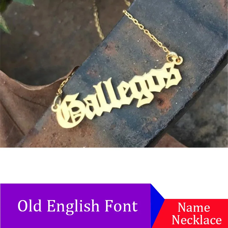 

Personalized Name Necklace, Customized Nameplate Necklace, Custom Name Necklace, Old English style Name Jewelry Personalized