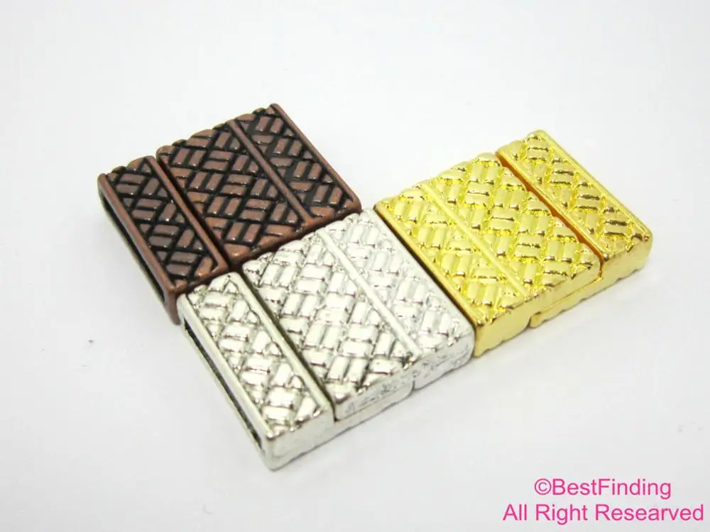 

15x2mm magnetic clasp 15mm Intersect pattern Flat leather clasps FC51