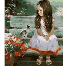 6953 девочка и Кот-краска комплекты номеров для взрослых DIY