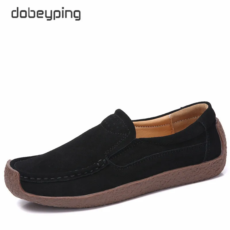 Dobeyping/весенне-Осенняя обувь; женские слипоны; женские кроссовки из коровьей замши на плоской подошве; повседневные женские лоферы; мокасины; женская обувь