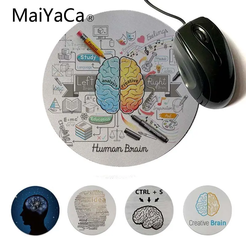 

MaiYaCa Boy Gift Pad Creative Brain Left and Right Silicone Pad to Mouse Game Custom Design Gaming Computer Round Mouse pads