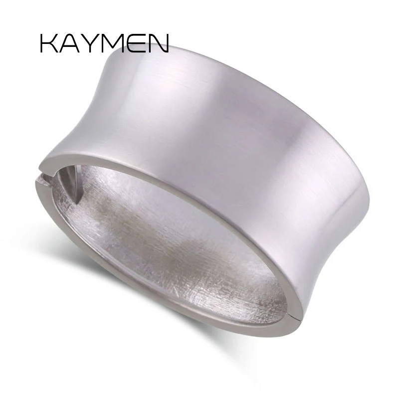 KAYMEN Round Metal Brushed Golden Fashion Bangle for Women Girls Simple Style Statement Bangle Jewelry Gifts Wholesale In Stock 4