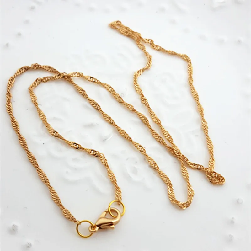 2018 2mm gold Fine Water wave chain Necklace Chains With Lobster Clasps