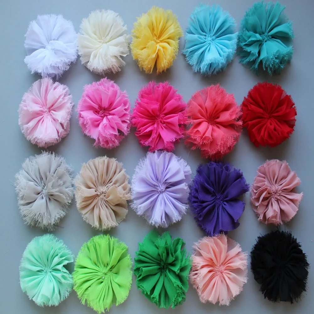 

Hot Sale 2.76'' Shabby Chiffon Flower 16 Color For kids Girls Headband Hair Accessory 50pcs/lot Freeshipping