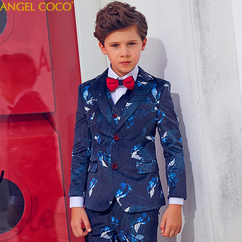 

Suits & Blazers Velvet Suits Children Dress Gentleman Suit Print Boys Suits For Weddings Costume Garcon Boys Wedding Clothes