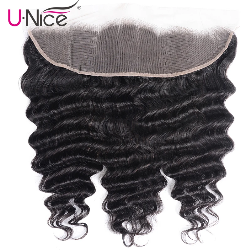 Волосы UNICE 13x4 кружева Фронтальная свободная часть бразильские Свободные глубокие волны фронтальные Remy человеческие волосы фронтальные 10