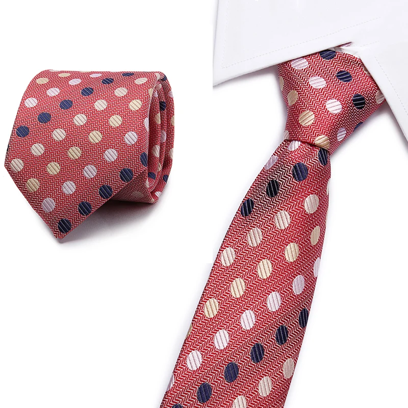 

high quality man's tie 8cm skinny ties Wedding dress neckties for men plaid cravate business pour homme rouge Red dot pattern