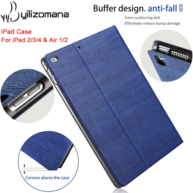 

YILIZOMANA PU Leather Resin Pattern Case For Apple iPad 2 3 4 5 6 Air 1 2 2017/2018 Folding Stand Smart Sleep/Wake Up Back Cover