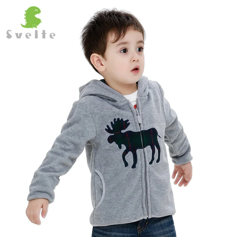 Svelte Brand Animal Embroidery Autumn Winter Coat Boys Kids Fur Coat Fleece Hooded Jacket Clothes Children Sweatshirts Jersey