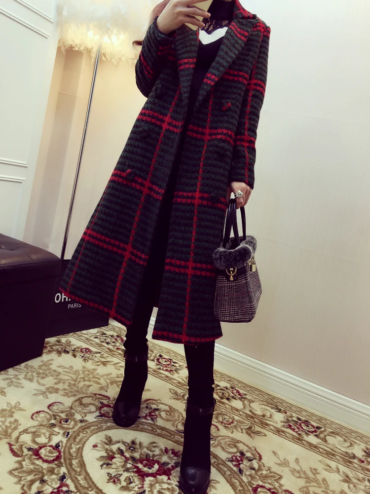 women jacket women winter coat New winter coat Slim wool font b tartan b font child