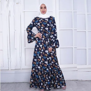 

Vestidos Abaya Dubai Bangladesh Kaftan Islam Women Floral Muslim Hijab Dress Tesettur Elbise Caftan Turkish Islamic Clothing