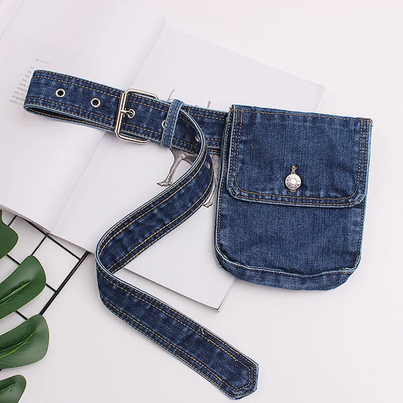da cintura azul jeans fanny saco pequeno