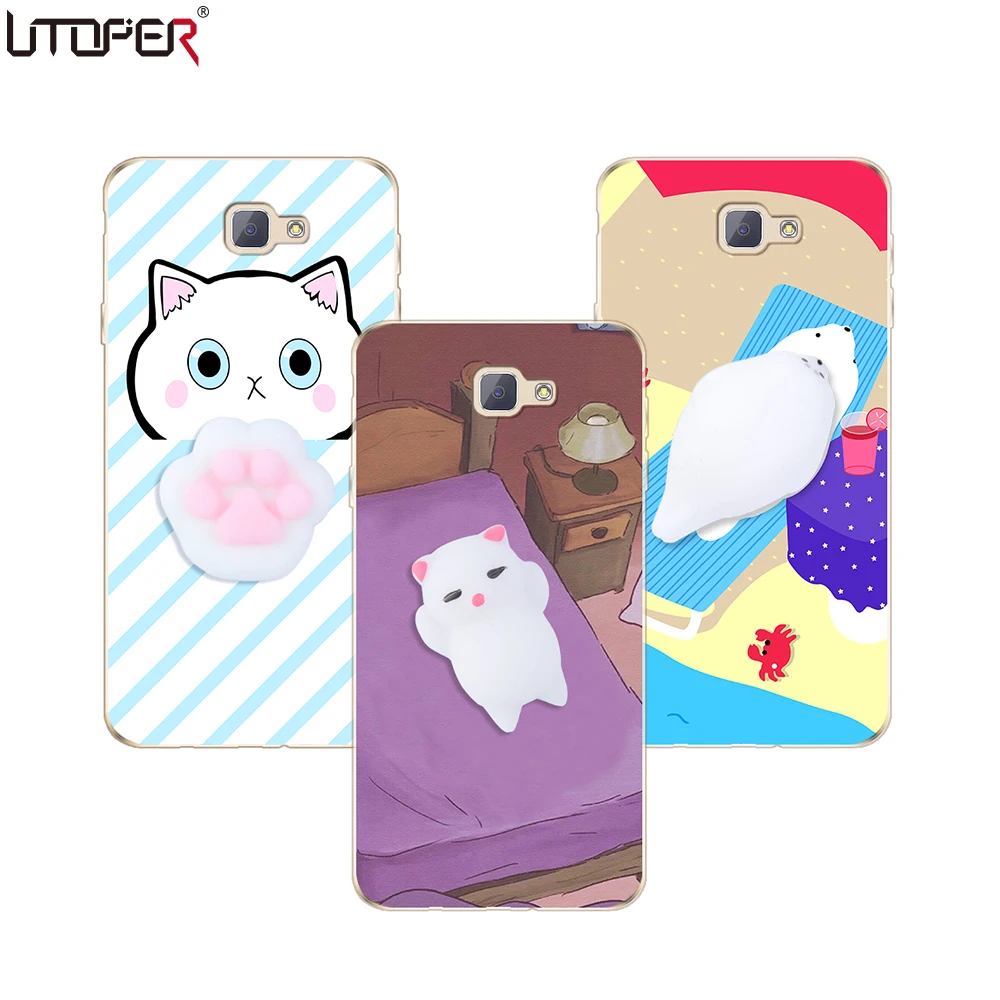 For Samsung Galaxy J7 Prime Case Squishy Cute Cat Phone Case For Galaxy J7 Prime Case Anti ...